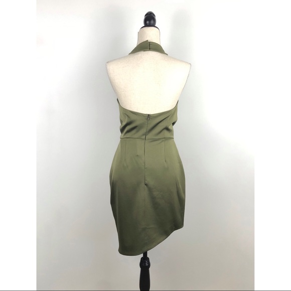 Elliatt Olive Green Draped Halter Dress - Picture 7 of 8